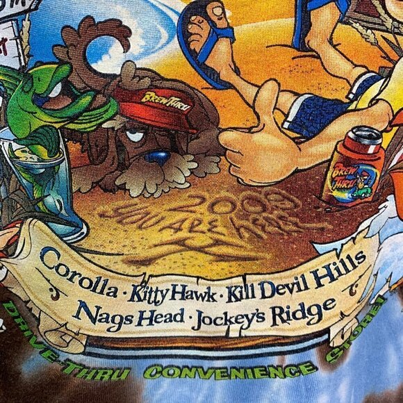 Sundog T Shirt Small Blue Brew Thru Outer Banks North Carolina Beach Tie Dye - Picture 6 of 9